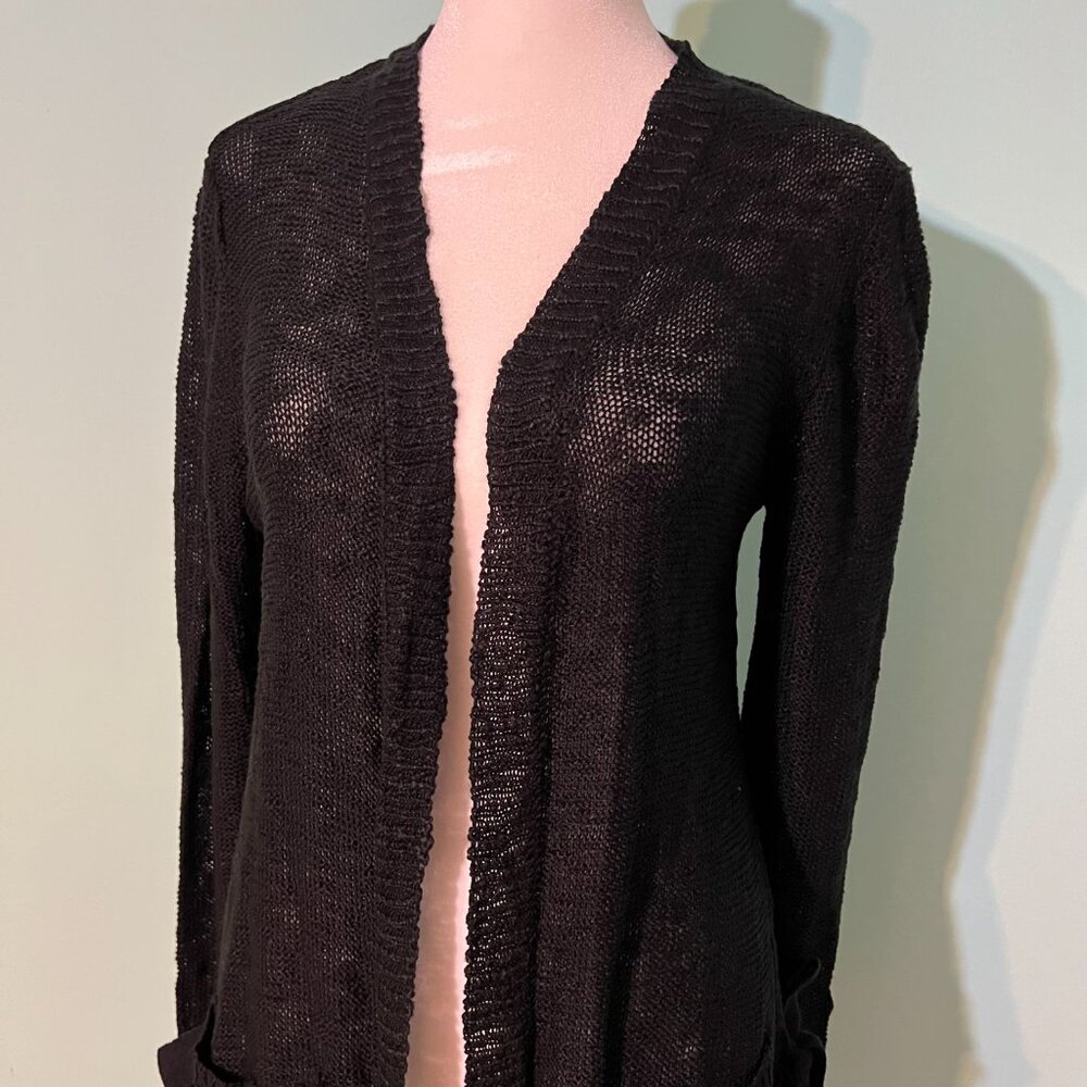Hooked Up By Iot Juniors' Side-Tie Cardigan Black Size S - Picture 6 of 9